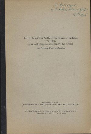 Betrachtungen zu Wilhelm Mannhardts Umfrage von 1865 über Arbeitsgerät und bäuerliche Arbeit