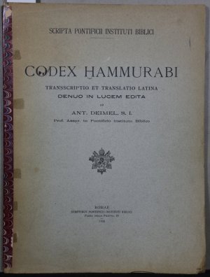 antiquarisches Buch – Anton Deimel – Codex Hammurabi. Transcriptio et Translatio Latina. Denuo in Lucem Editaab Ant. Deimel (= Scripta Pontificii Instituti Biblici).