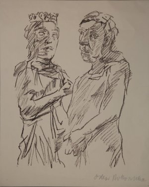 Signiertes Blatt aus der Suite "Irische Legende". Kreidelithographie. Eines von wenigen Separatdrucken mit einer eigenhändigen Signatur.