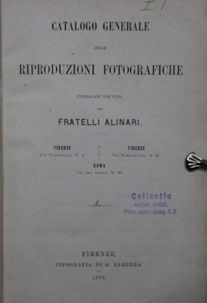 antiquarisches Buch – Fratelli Alinari – Catalogo Generale delle Riproductioni Fotografiche.