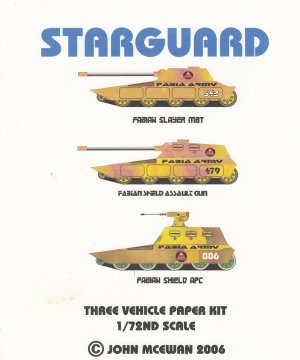 neues Spiel – Science Fiction - Reviresco – Fabian Vehicles - 3 Starguard Science Fiction Panzer - 1:72 Papierbausätze