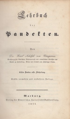 Lehrbuch der Pandekten - 3 Bände (in 4 Büchern)