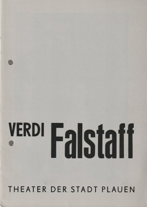 Programmheft Giuseppe Verdi FALSTAFF Premiere 13. September 1987 Spielzeit 1986/ 87 Heft 15