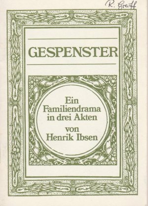 Programmheft GESPENSTER. Familiendrama von Henrik Ibsen. Premiere 7. Oktober 1974