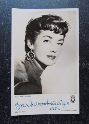 Handsignierte Autogrammkarte (signiert von Barbara Laage, in dem Interna Film "Die Geliebte")