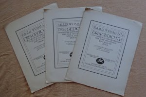 antiquarisches Buch – Julius Weismann – Drei Gedichte von Goethe, Luther, Karlfeldt für eine Singstimme und Klavier Opus 40, Heft 1-3 (1. Ritter Kurts Brautfahrt; Jesaias Gesang; Schlangenweise)