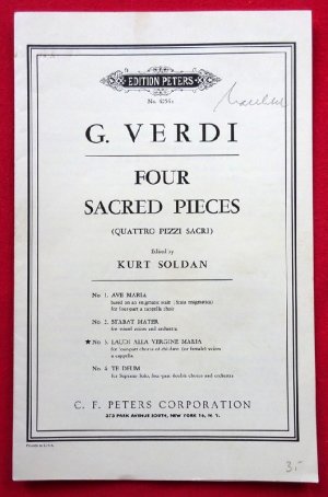 Four Sacred Pieces / Quattro pezzi sacri No. 3 Laudi Alla Vergine Maria (for four-part chorus of children (or female) voices a cappella)