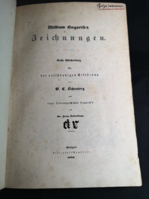 antiquarisches Buch – Lichtenberg, G. C – William Hogarth's Zeichnungen: Erste Abtheilung. - [Nur der Tafelband].