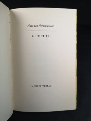 gebrauchtes Buch – Hofmannsthal, Hugo von – Gedichte. - Insel-Bücherei Nr. 461 [1 B]. 58.-65. Tausend.