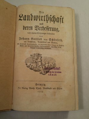 Die Landwirthschaft und deren Verbesserung- Erstausgabe