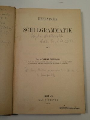 Hebräische Schulgrammatik. mit eingebunden: Paradigmentafeln.