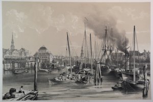 Lithograpie um 1860. "Hambourg" Hamburg.