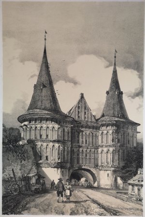 Lithographie 1842. Holstentor. Porte d 