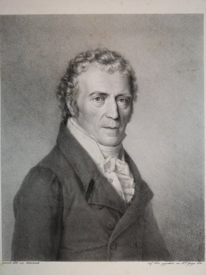 Original Lithographie 1821. Porträt Christian Adolf Overbeck.