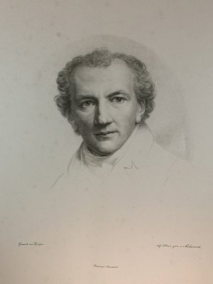 Original Lithographie um 1815. Selbstporträt Friedrich Carl Gröger.