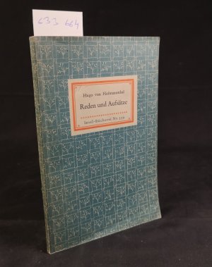 gebrauchtes Buch – Hofmannsthal, Hugo von – Reden und Aufsätze. Insel-Bücherei Nr. 339. 16. - 20. Tausend.