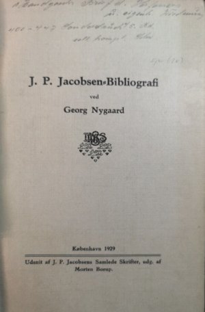 J.P. Jacobsen-Bibliografi. - [Signiertes Exemplar].