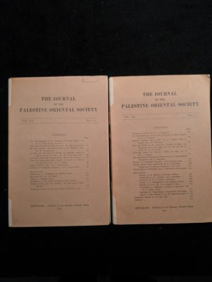 The Journal of the Palestine Oriental Society. Volume XIX, Nos. 1-2 und Vol. XIX, Nos. 3-4; 2 Bücher 1939 , 1939.. Octavo. Pp. 56. englisch, deutsch, […]