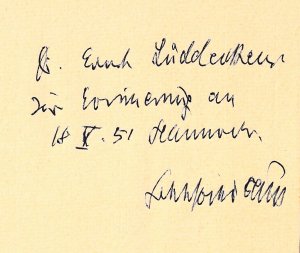 Benn, Gottfried. Eigenh. Widmung mit U. in: Gottfried Benn: Probleme der Lyrik.