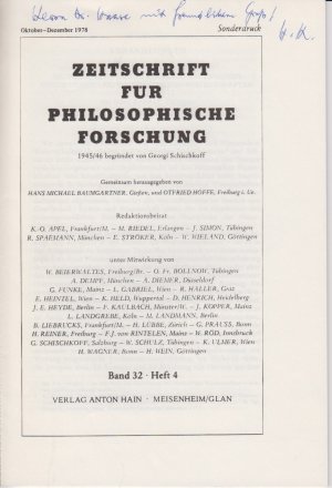 Grundsätzliches zur Kooperation zwischen historischen und systematischen Wissenschaften. [Aus: Zeitschrift für Philosophische Forschung, Bd. 32, Heft […]