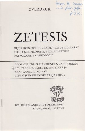 Zum Standort der "Metaphysik" Theophrasts. [Aus: Zetesis]. Bijdragen op het Gebied van de Klassieke Filologie, Filosofie, Byzantinistiek, Patrologie en […]