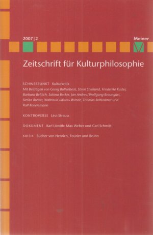 gebrauchtes Buch – Herausgegeben – Schwerpunkt Kulturkritik - Zeitschrift für Kulturphilosophie Band 1 - Heft 2