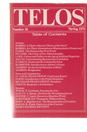 gebrauchtes Buch – Bobbio, Noberto  – Telos. Number 35 / Spring 1978. (Zeitschrift).