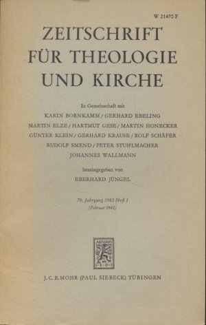 Zeitschrift für Theologie und Kirche. 79. Jhg., H. 1.