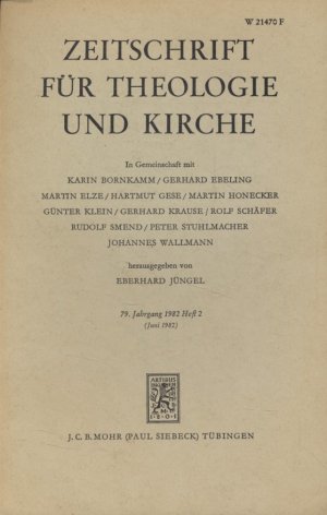 Zeitschrift für Theologie und Kirche. 79. Jhg., H. 2.