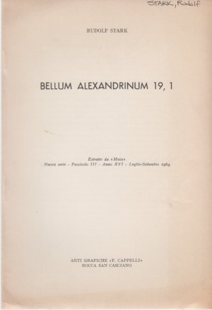 antiquarisches Buch – Rudolf Stark – Bellum Alexandrinum 19,1. [Aus: Maia, N.S., Fasc. 3, Anno 16, Luglio-Settembre 1964].