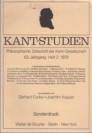 Zirkel oder Deduktion? Zur Begründung der stoischen Ethik. [Aus: Kant-Studien, 63. Jg., Heft 2, 1972].