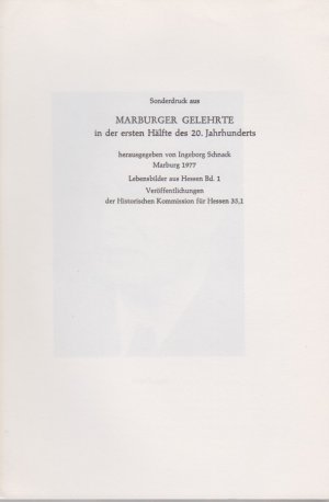 Fritz Taeger (1894-1960) / Althistoriker. [Aus: Marburger Gelehrte in der ersten Hälfte des 20. Jahrhunderts]. Lebensbilder aus Hessen Bd. 1, Veröffentlichungen […]