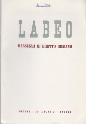 Letture. Spartaco e i suoi miti. [Aus: Labeo, Rassegna di Diritto Romano, Vol. 25, No. 2, 1979].