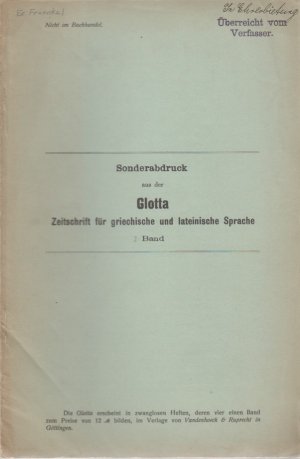 Zur griechischen Wortbildung. [Aus: Glotta, 1. Bd., 3. Heft].