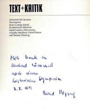 Arnold Zweig. Text + Kritik. Zeitschrift für Literatur Nr. 104.