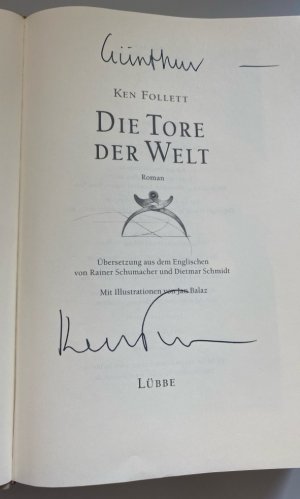 gebrauchtes Buch – Ken Follett – Signiert ] Die Tore der Welt. Roman + Ergänzungsheft.