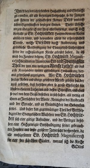 D. Martin Luthers Sämtliche deutsche Schrifften und Wercke. [21. und 22. / Einundzwanzigster und Zweiundzwanzigster Teil von 22 in einem Bd.]. Sog. Leipziger Ausgabe, Hg. Christian Friedrich Börner.