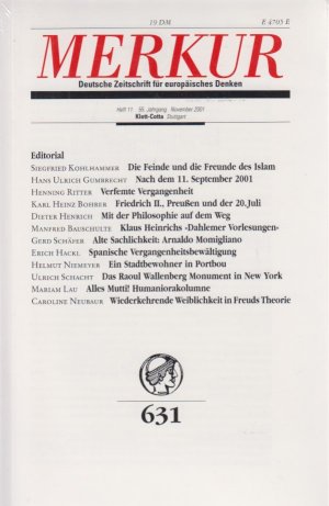 Merkur, Nr. 631, Heft 11, 55. Jg., November 2001.