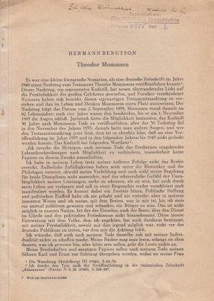 Theodor Mommsen. [Aus: Die Welt als Geschichte, Jg. 15, Heft 2, 1955].