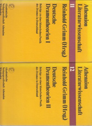 2 BÄNDE ) Deutsche Dramentheorien. I und II. Beiträge zu einer historischen Poetik des Dramas in Deutschland; Band 11 und 12.