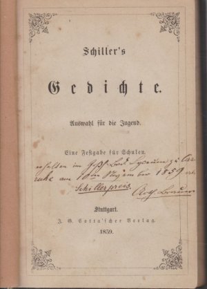 antiquarisches Buch – Friedrich Schiller – Schulpreiswidmung ) Schillers Gedichte. Auswahl für die Jugend - Eine Festgabe für Schulen.