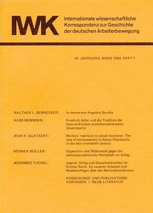 gebrauchtes Buch – IWK. 1984, Heft 1. 20. Jg. Internationale wissenschaftliche Korrespondenz zur Geschichte der deutschen Arbeiterbewegung.