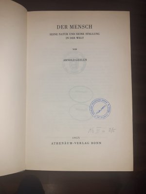 Der Mensch und seine Stellung in der Welt