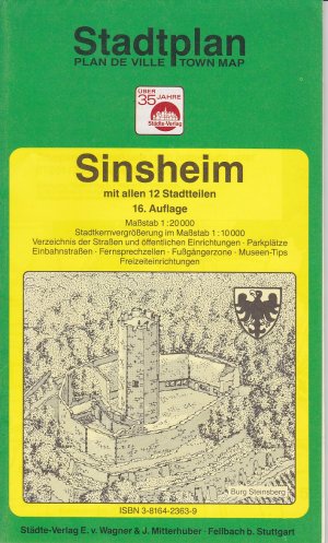 Stadtplan Sinsheim mit allen 12 Stadtteilen