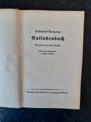 antiquarisches Buch – Ferdinand Avenarius – Balladenbuch. Erneuert von Hans Böhm.