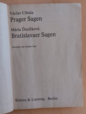 gebrauchtes Buch – V. Cibula, M – Prager Sagen, Bratislavaer Sagen