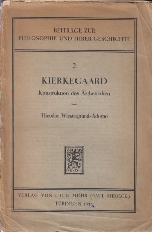 Kierkegaard. Konstruktion des Ästhetischen. WIDMUNGSEXEMPLAR