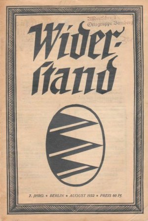 antiquarisches Buch – Widerstand. August 1932.