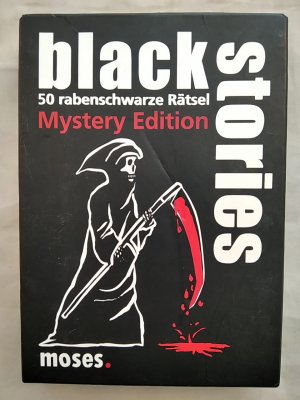 gebrauchtes Spiel – Bösch, Holger und Bernhard Skopnik – Black stories - Mystery Edition - 50 rabenschwarze Rätsel [Krimi-Kartenspiel]. Achtung: Nicht geeignet für Kinder unter 3 Jahren.