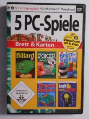 5 PC Spiele: Brett & Karten (Billard 2 / Poker / Brettspiele / Trend Spiele / Logik und Denken - Gehirnjogging für jedes Alter) [PC-DVD-ROM].